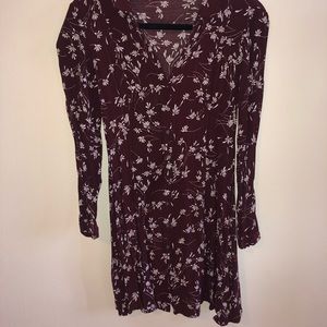 Maroon and white button up dress